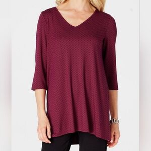 J. Jill Deep Red Textured V-Neck Tunic